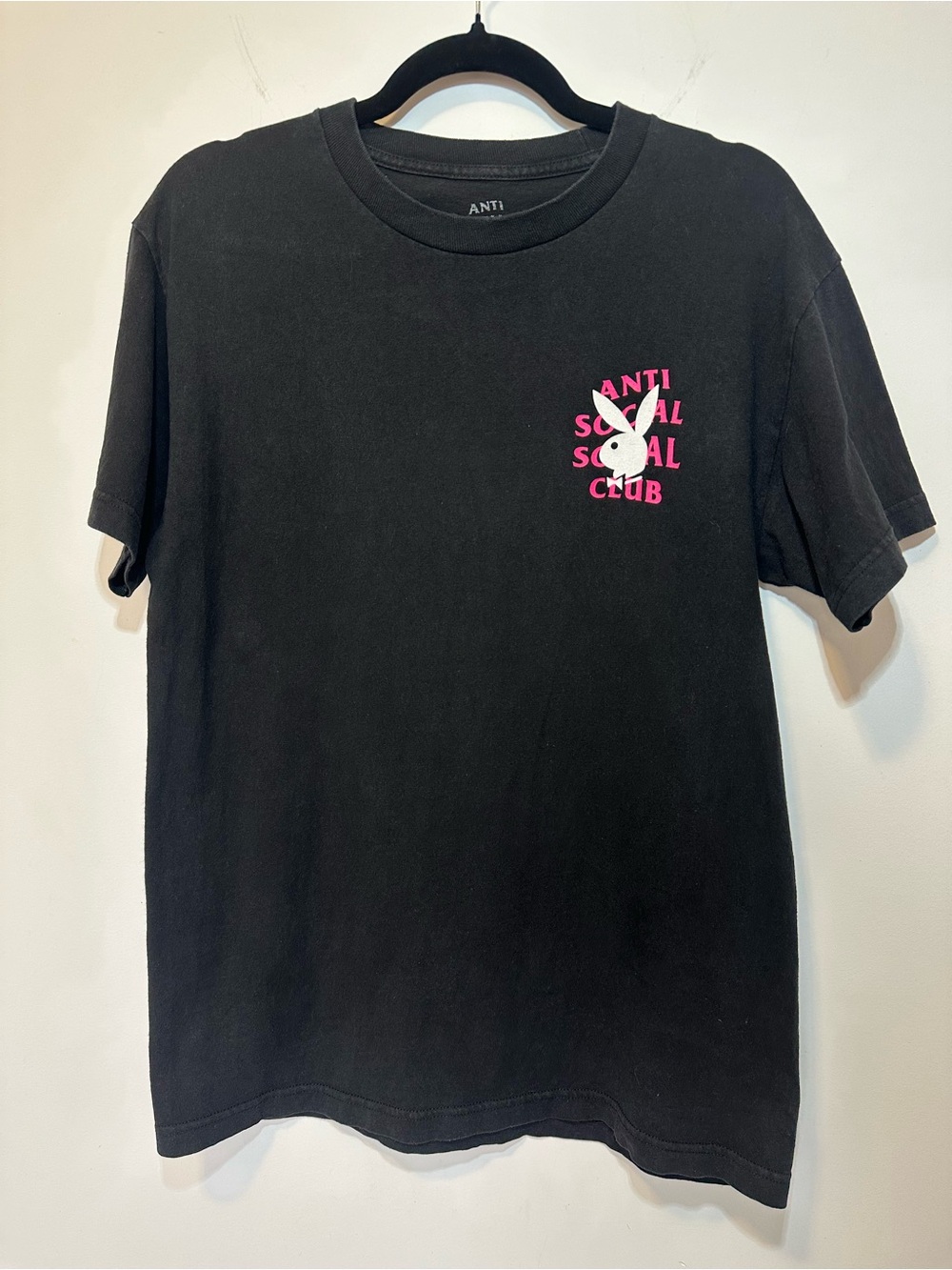 AUTHENTIC Anti Social Social Club Adults Black Graphic Tee with Playboy Logo